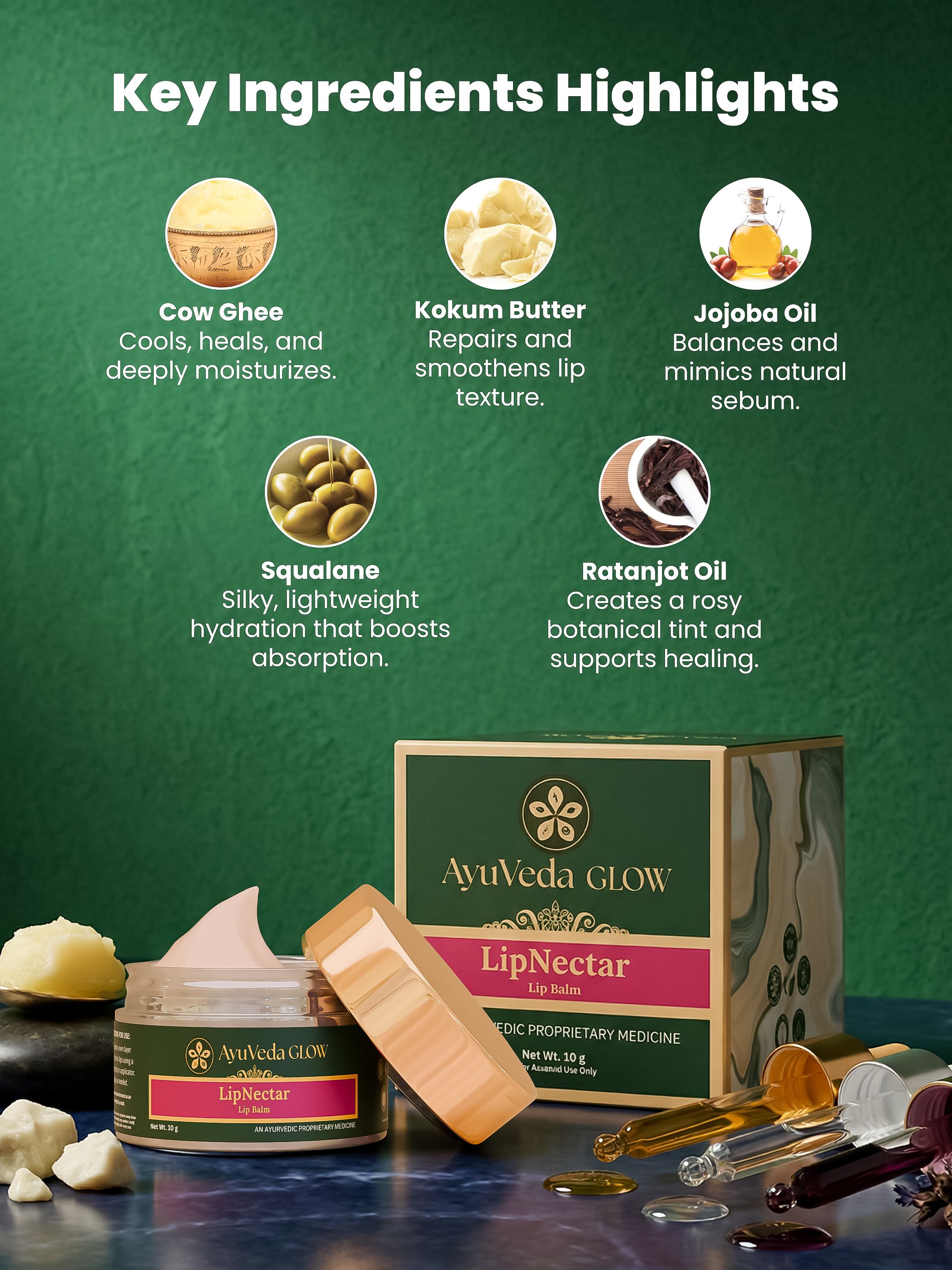 LipNectare: Ayurvedic Lip Balm - back view