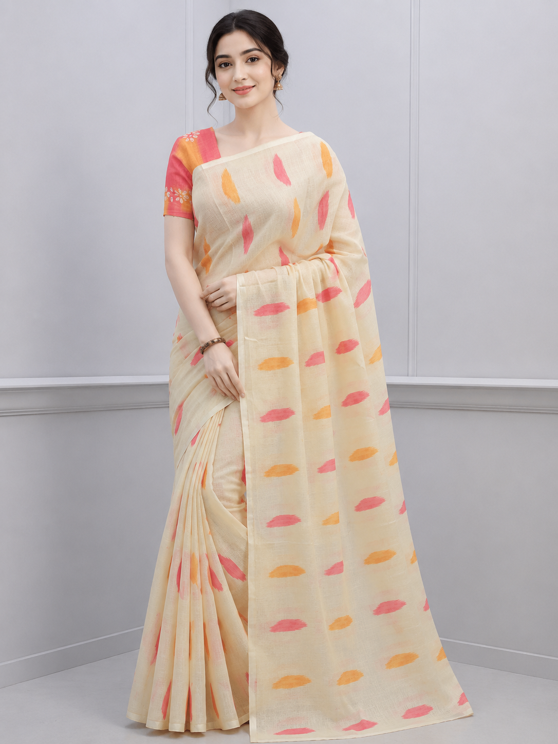 INTRA TRENDING DESIGN LINEN COTTON SAREES - detail view