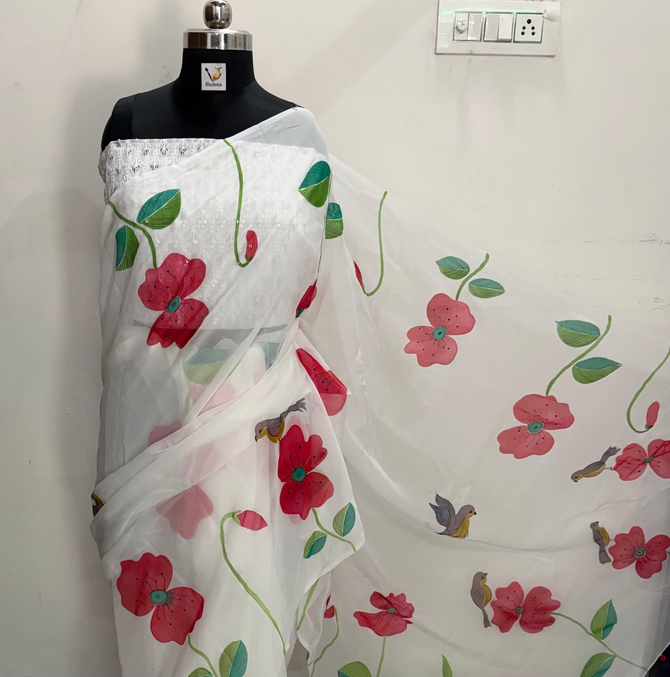 Hand Painted saree - back view