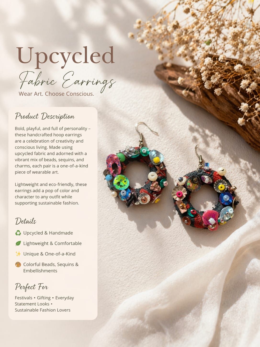 Niya Sequined Embellished Hoop Statement Earrings