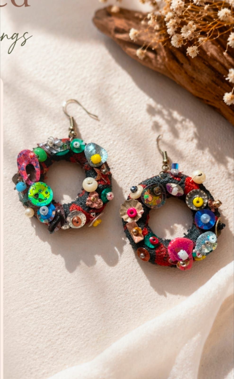 Niya Sequined Embellished Hoop Statement Earrings