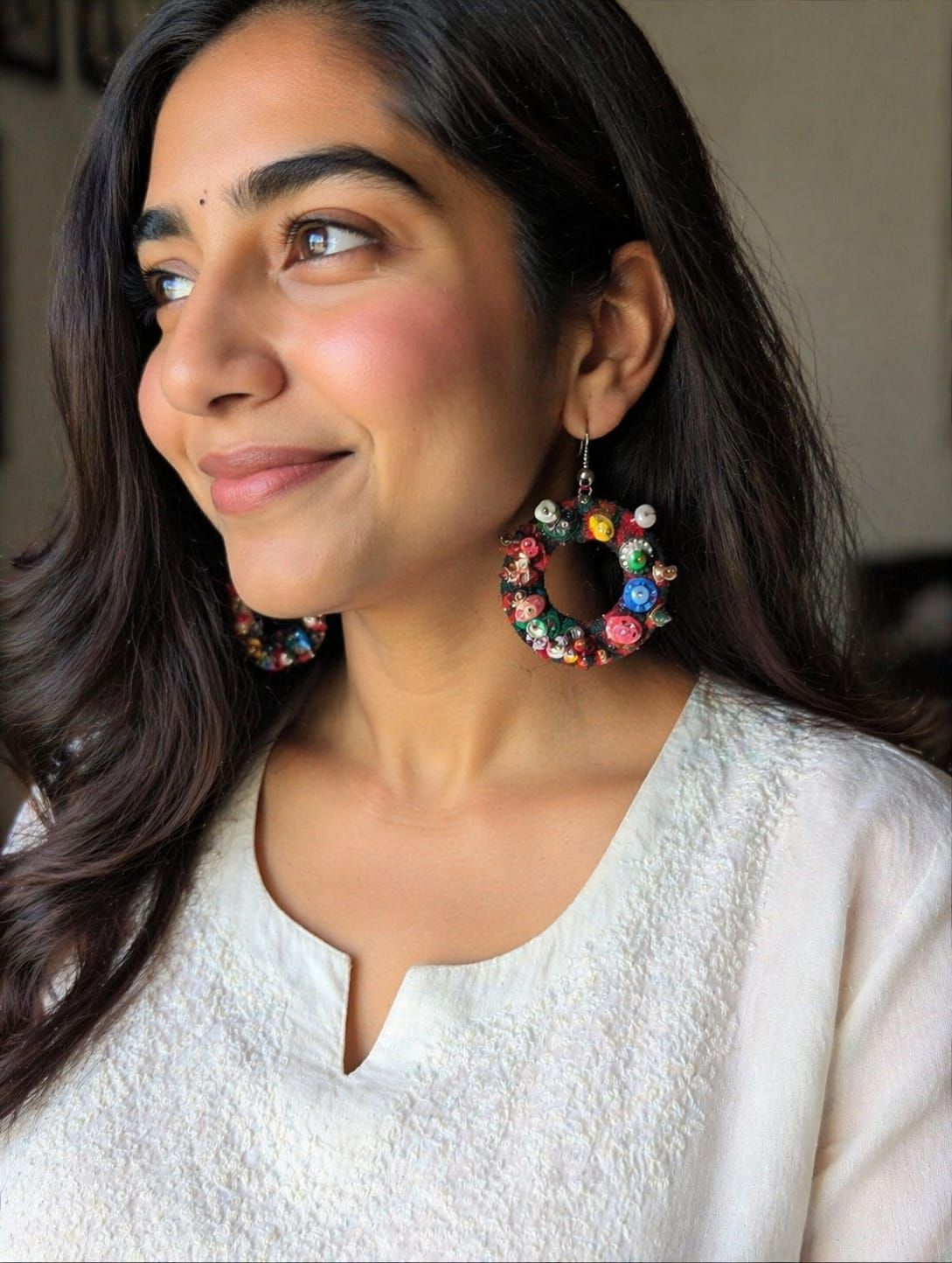 Niya Sequined Embellished Hoop Statement Earrings