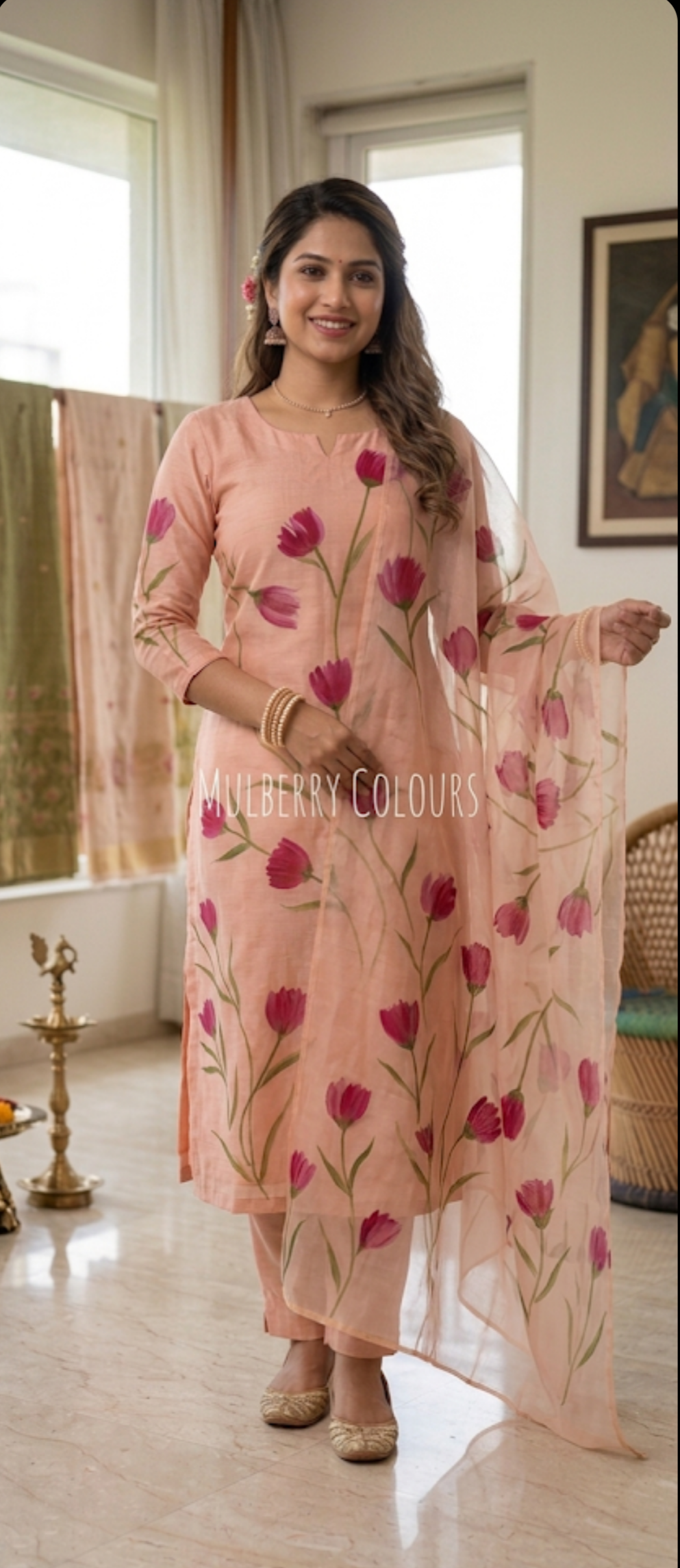 Handpainted dupatta & kurta