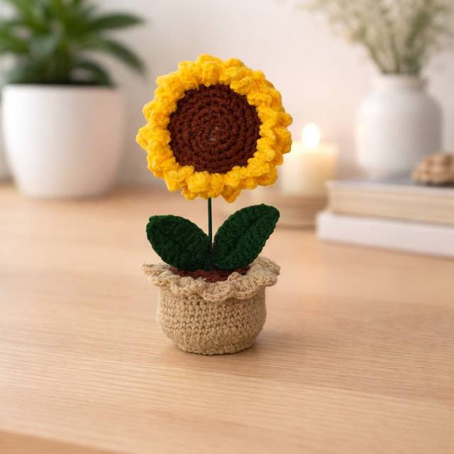 Crochet Sunflower pot