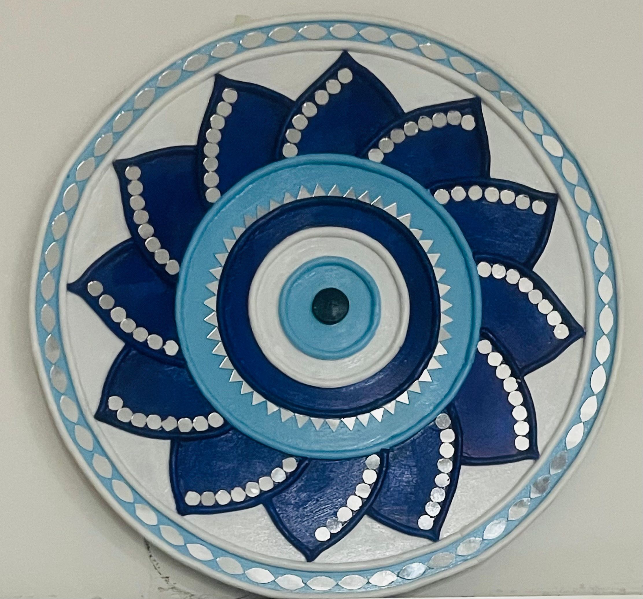 Handcrafted Evil Eye Round Wooden Wall Hanging by Vandana Artistries