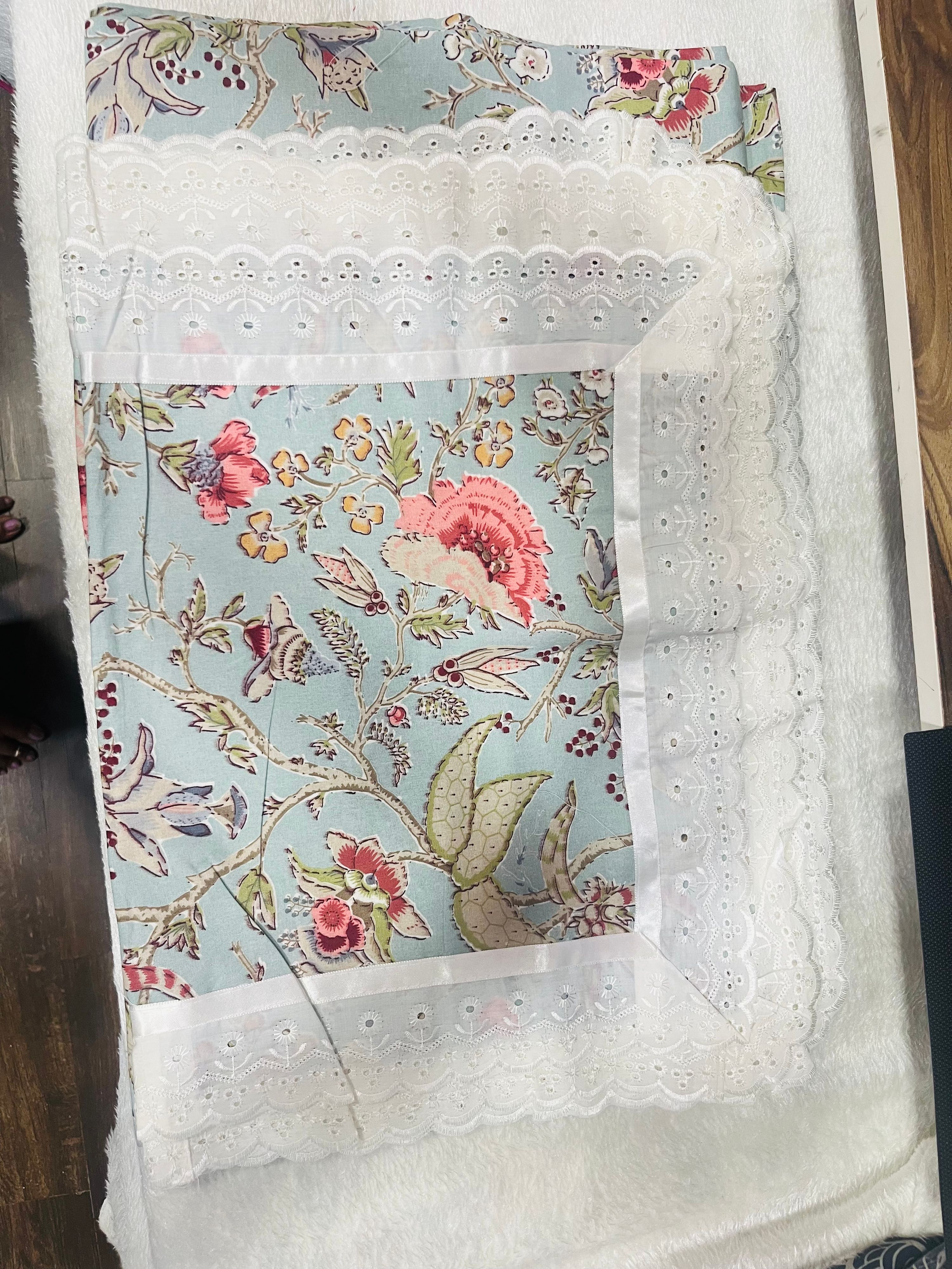 Premium Cotton Floral Print Double Bedsheet with Pillow Covers