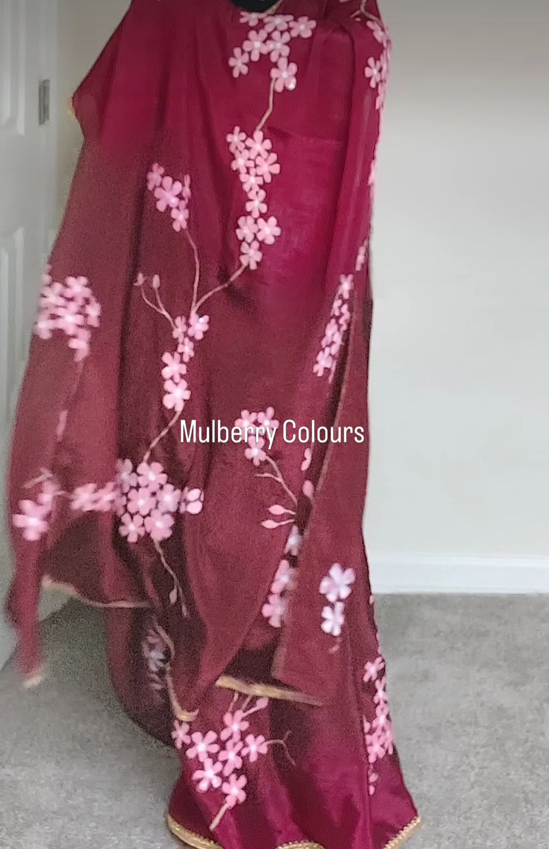 Floral Hand-Painted Designer Organza Saree with Unstitched Blouse Piece