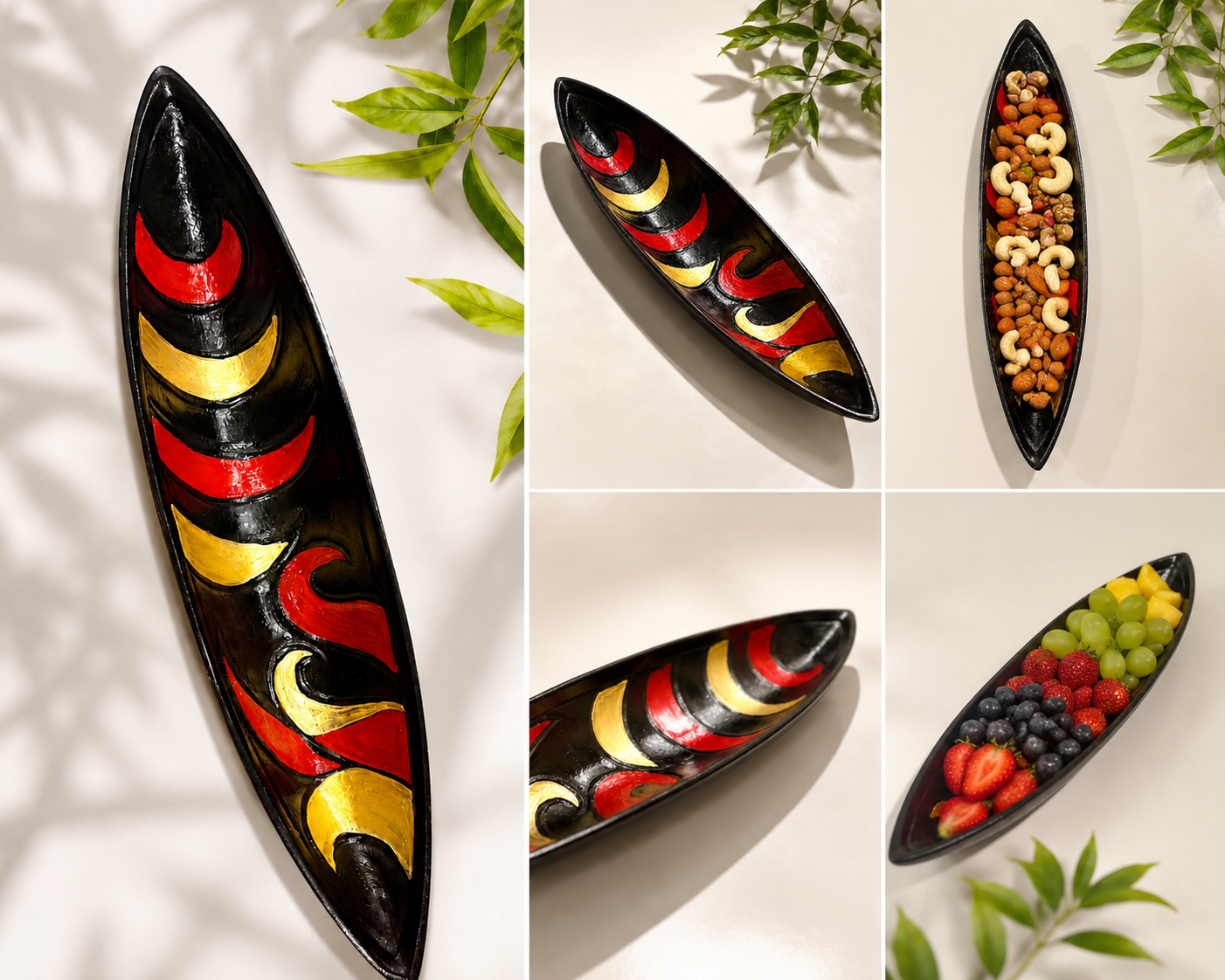 Handcrafted Wooden & Ceramic Serving Food Platter