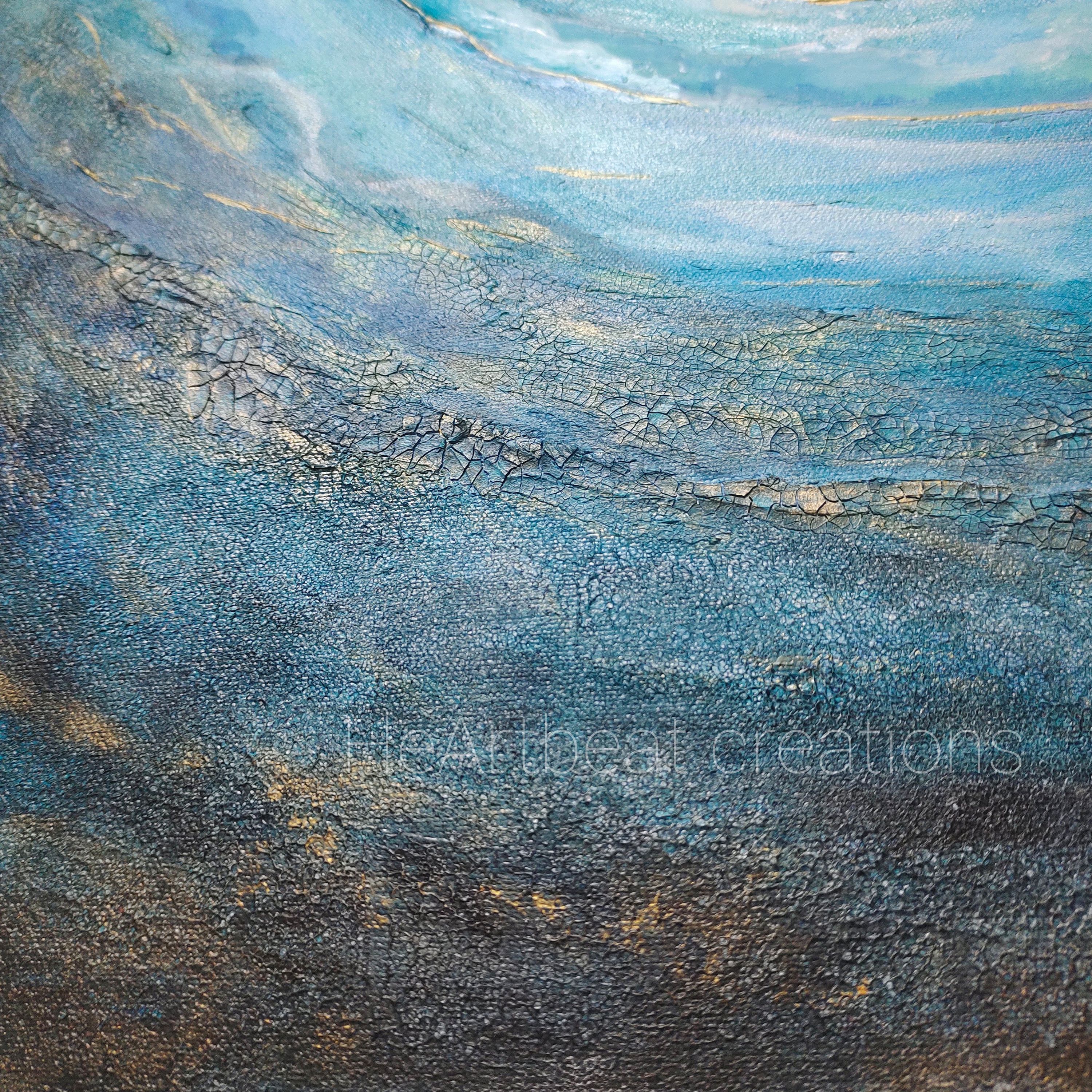 "Broken Yet Beautiful" Abstract Ocean Waves Hand-Painted Canvas Wall Artwork
