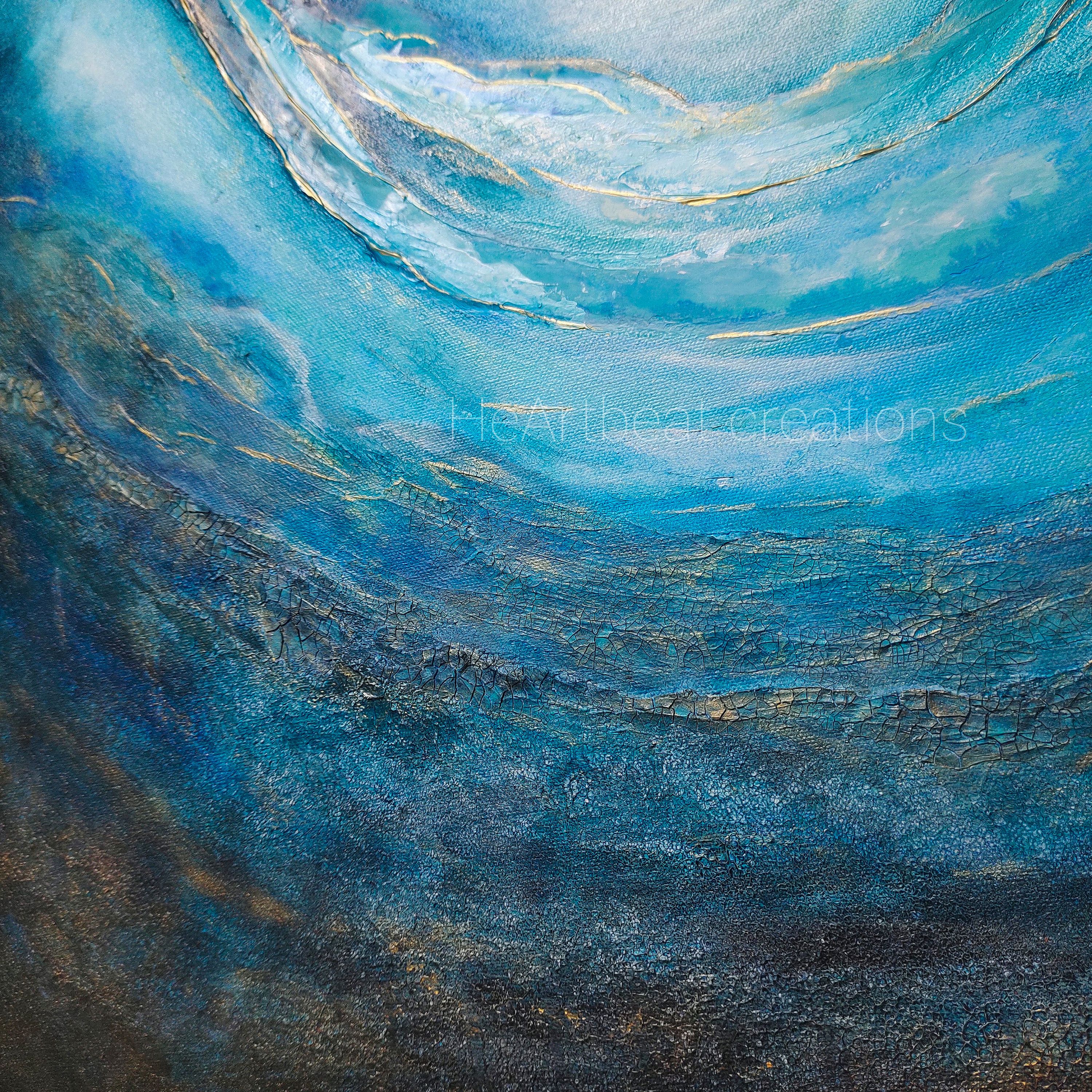 "Broken Yet Beautiful" Abstract Ocean Waves Hand-Painted Canvas Wall Artwork