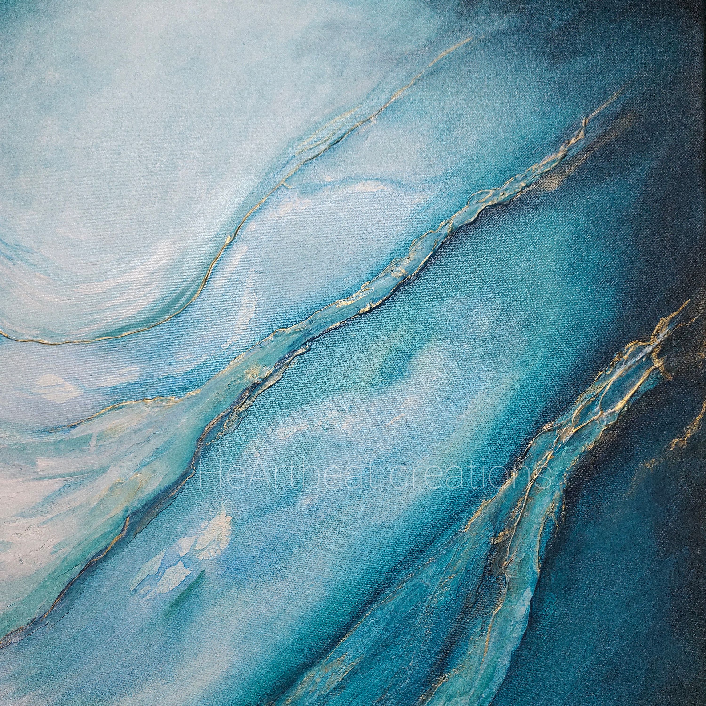 "Broken Yet Beautiful" Abstract Ocean Waves Hand-Painted Canvas Wall Artwork