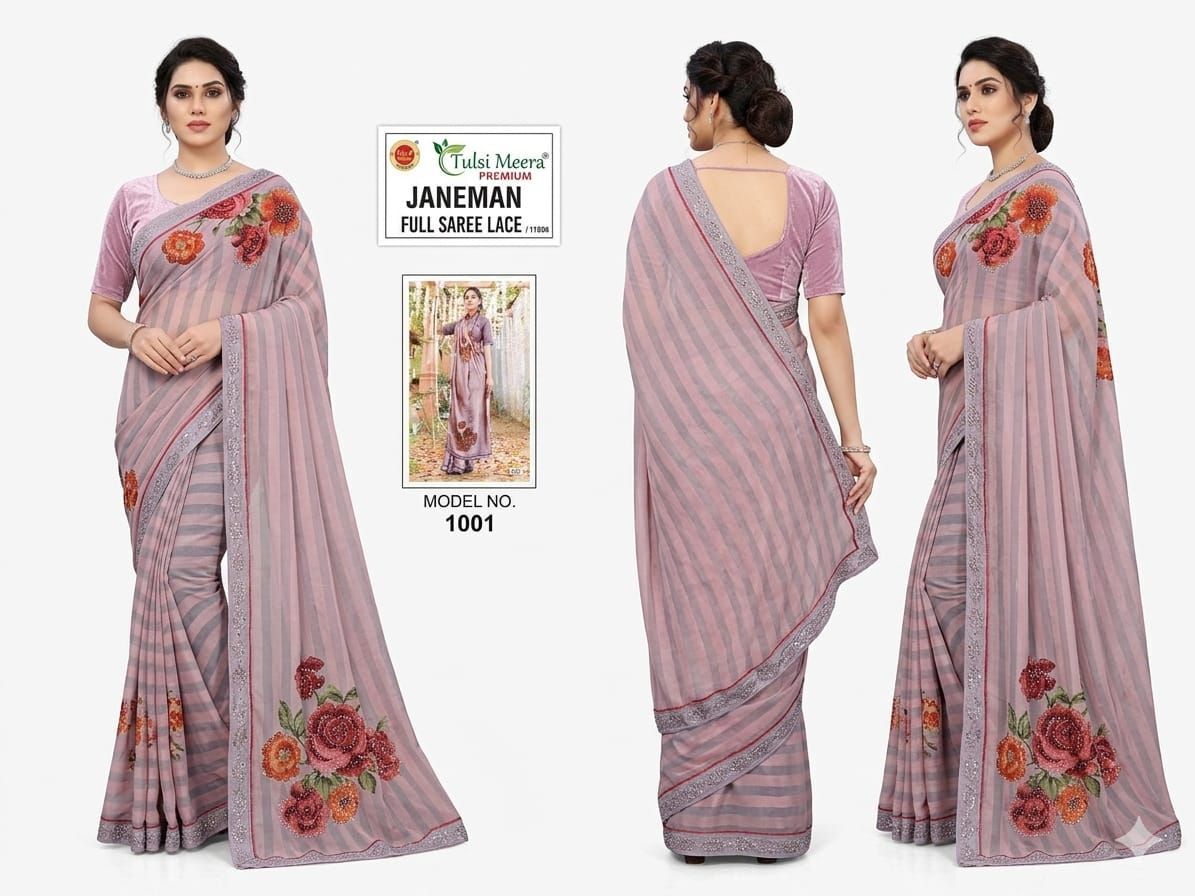Janaman frolal print chiffon small stone
