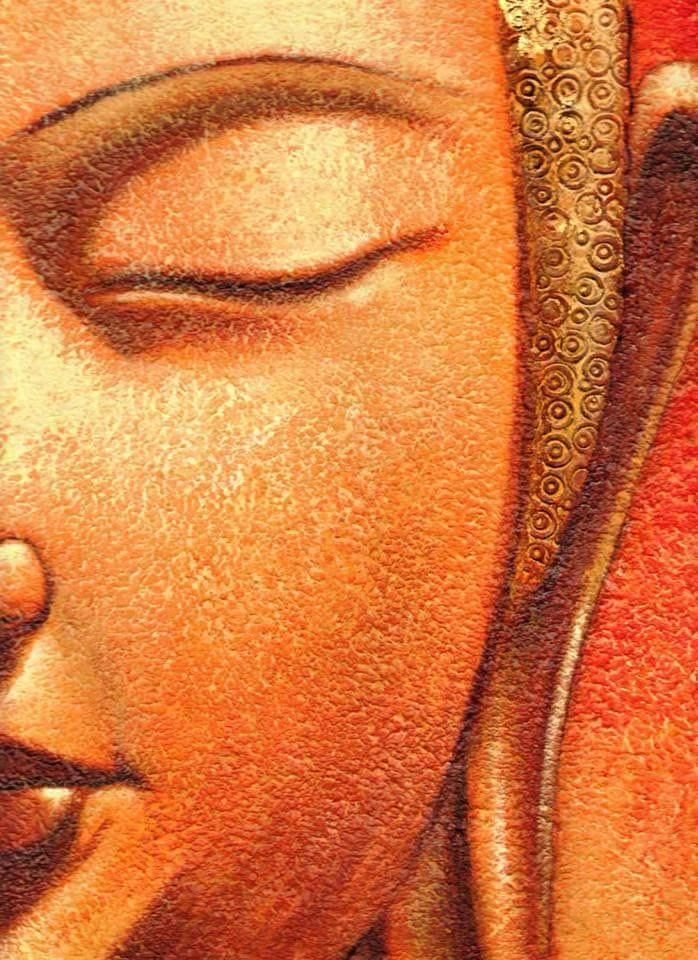 Hand-Painted Textured Buddha Spiritual Canvas Wall Art