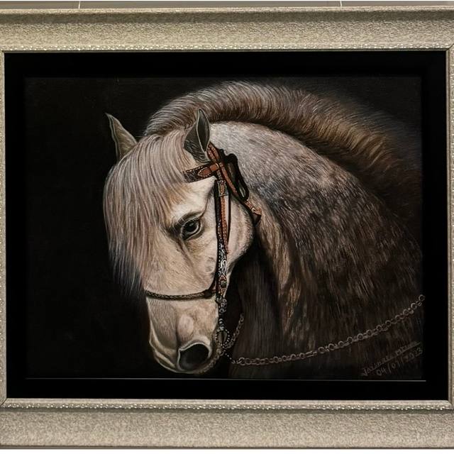 Hand-Painted Black & Brown Horse Acrylic Canvas Art